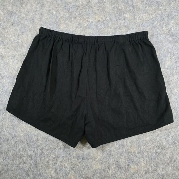 Old Navy Linen Blend Wrap Mini Skort Black Jack Size XL High Waist 4" Inseam - Picture 2 of 10